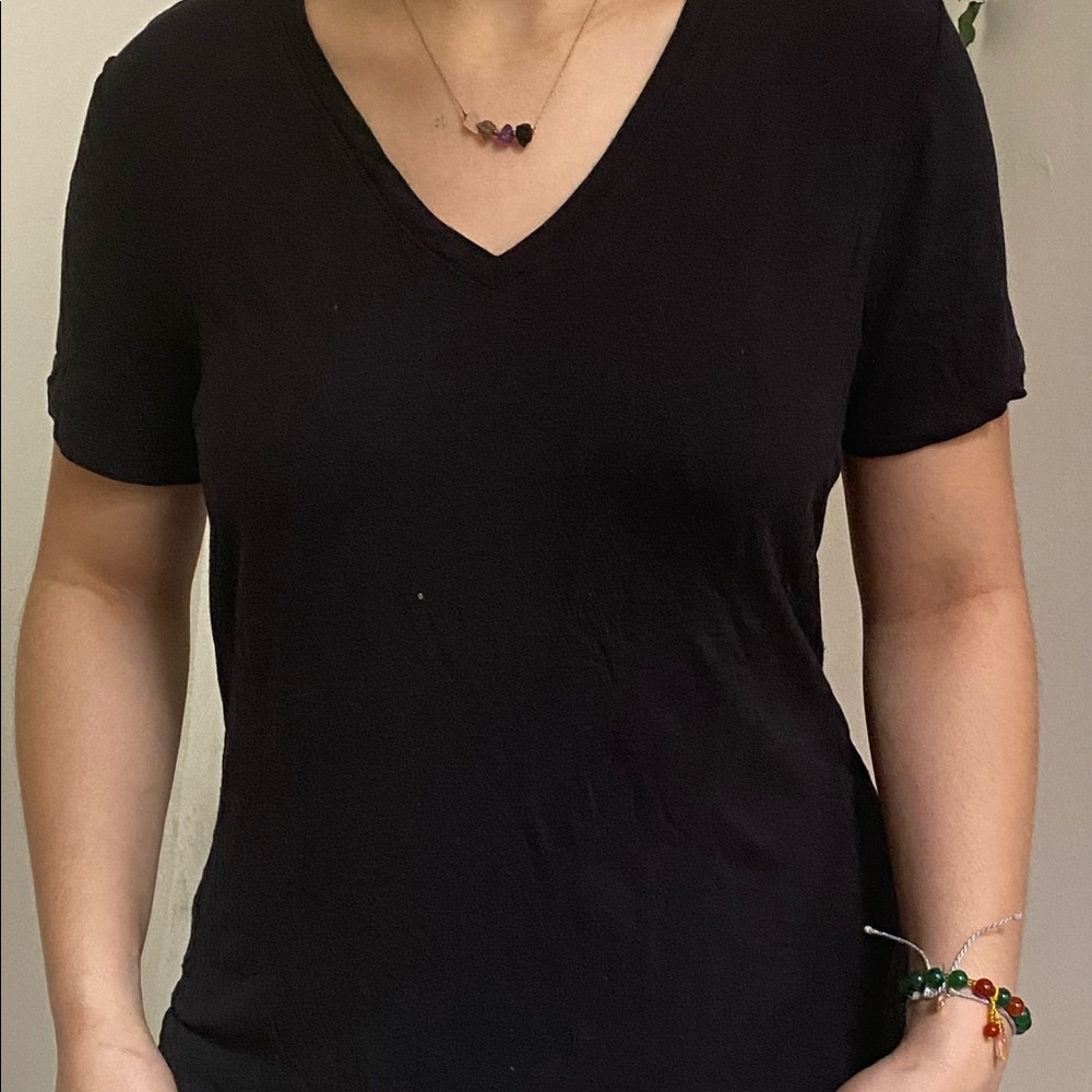 Black V-neck T-shirt